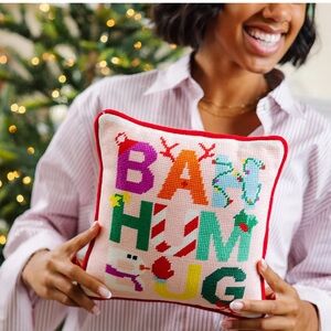 Sweet Kitchy Needlepoint Christmas Pillow NWT Sold Out